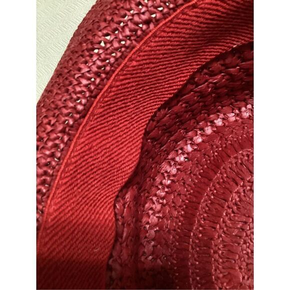 Women’s Red Hat Society Curled Paper Straw Hat with Tie Bow - Picture 6 of 6